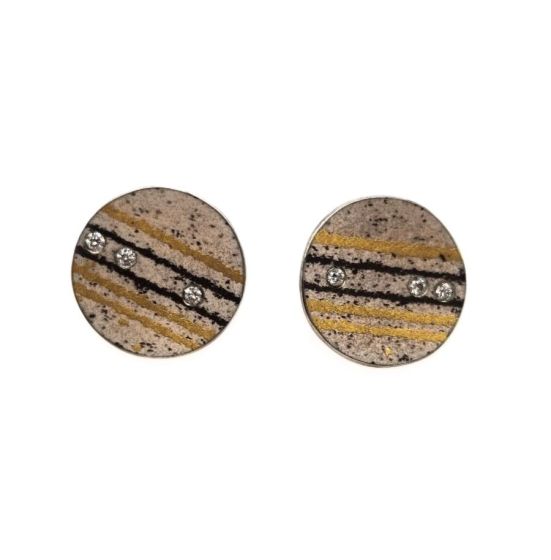 Mixed Metal & Diamond Stud Earrings