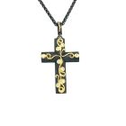 18K & Oxidized Sterling Silver Cross Pendant