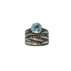 Blue Zircon Stripes Cigar Ring