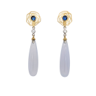 Chalcedony, Diamond & Sapphire Drop Earrings