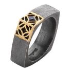 18K & Oxidized Sterling Silver Band