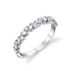 Emerald And Round Alternating Diamond Baguette Wedding Band