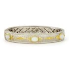 Mixed Metal Oval Moonstone Bangle
