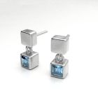 Silver Topaz "Cube" Earring