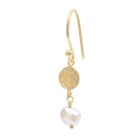 Nugget Pearl Drop Hammered Disc Earrings