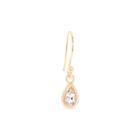 'Boulder' Bezel Pear White Topaz Drop Earrings