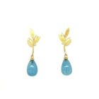 'Laurel Leaf' Aqua Drop Earrings