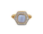 18K Gold Blue Lace Banded Agate Ring