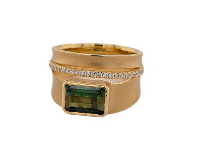 Emerald Cut Green Tourmaline Ring