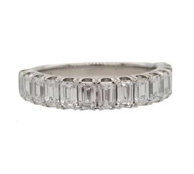 Platinum Emerald Cut Diamond Band