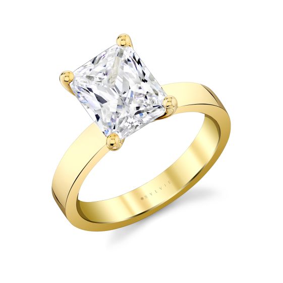 Radiant Cut Flat Edge Solitaire Engagement Ring