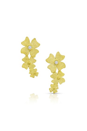 18K Yellow Gold Flower Earrings