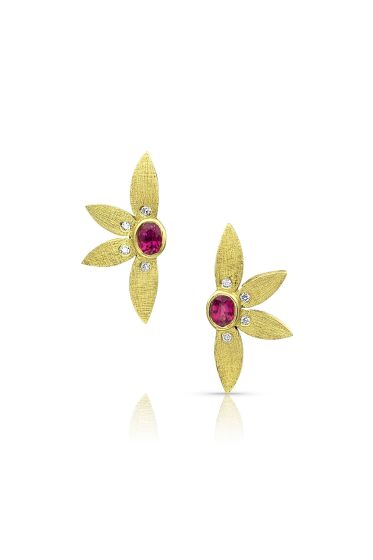 18K Diamond & Ruby Earrings