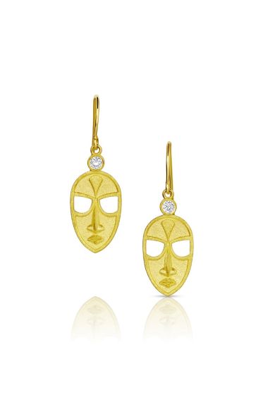 18K "Mask" Drop Earrings