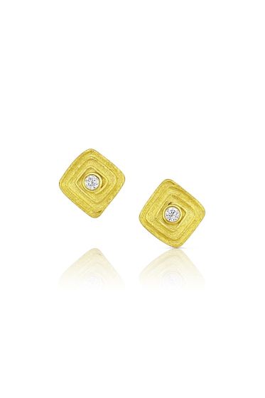 18K Square Spiral Stud Earrings