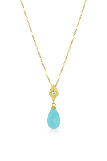 Turquoise Drop Gold Pendant