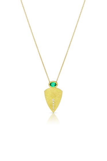 18K Emerald and Diamond "Shield" Pendant 