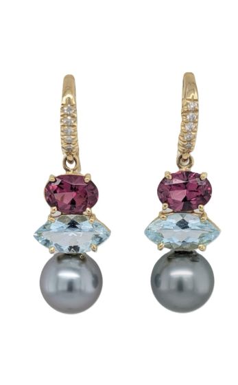 Gemstone, Diamond & Pearl Earrings