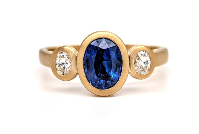 3-Stone Sapphire & Diamond Ring