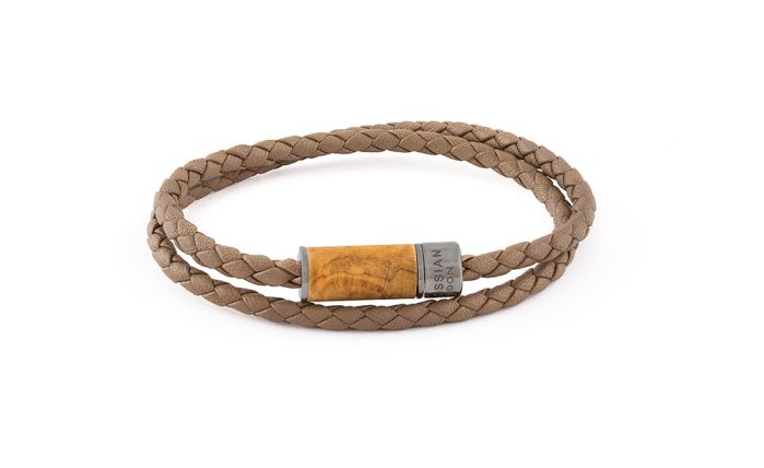 Leather Montecarlo Bracelet w/ Wooden Clasp