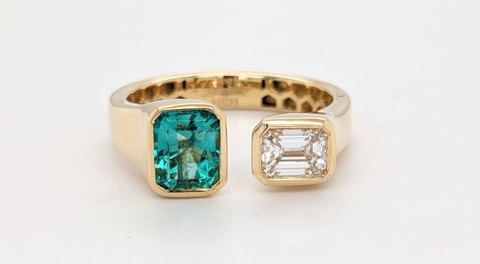 Emerald & Diamond Two-Stone Ring