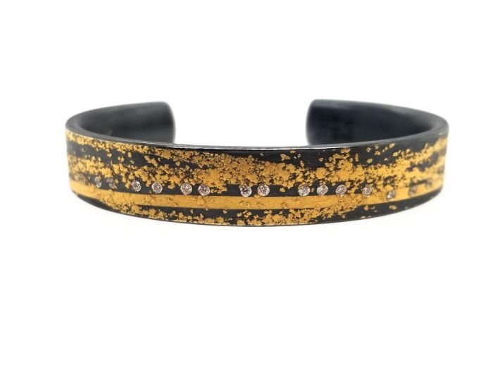 24K/Oxidized Silver Cuff